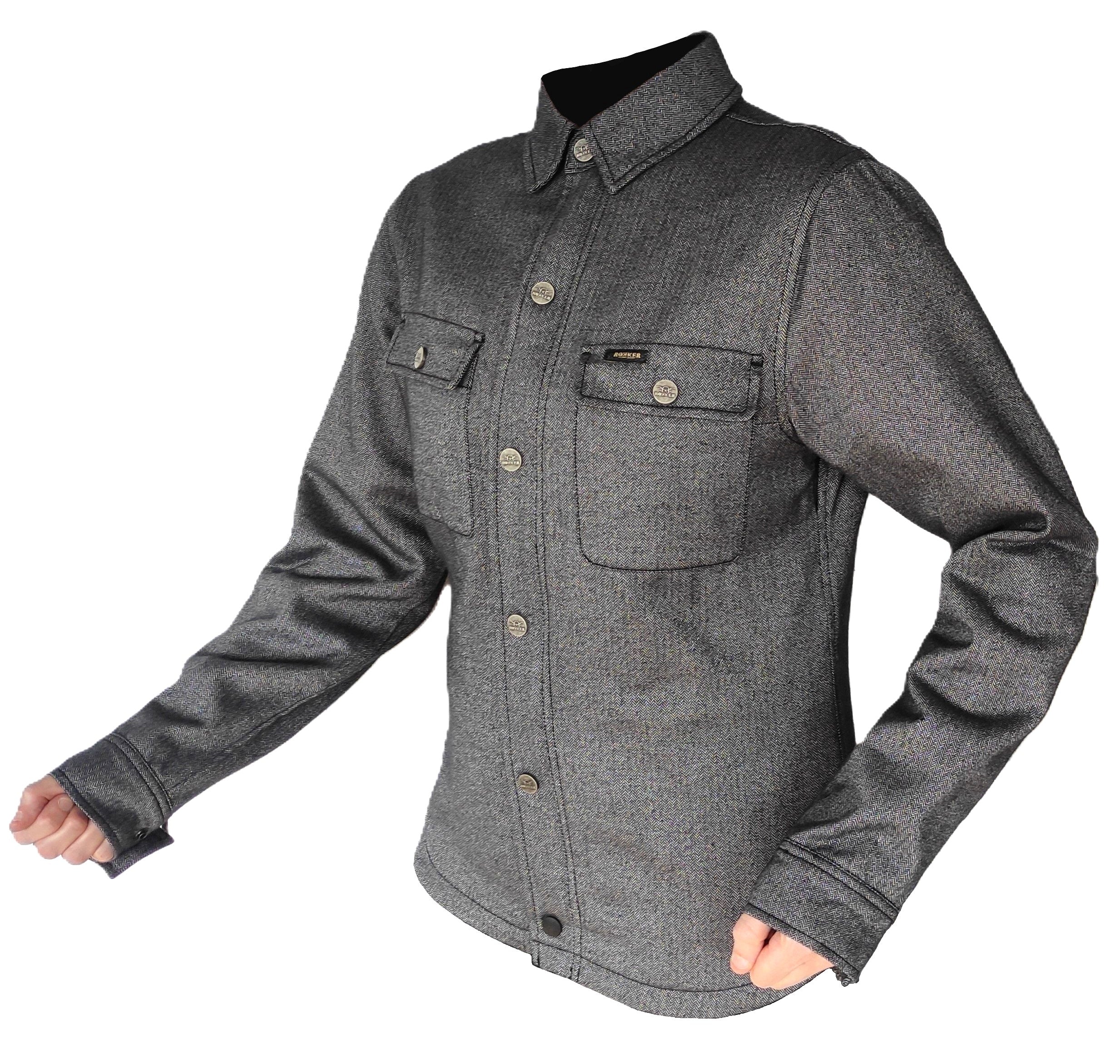 ROKKER Damen Motorradhemd Boston Rider Hemdjacke Grau