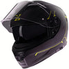 Schwarzer, mattschwarzer SPEC-X Helm STINGER mit Neon-Gelb Akzenten, Integralhelm mit Visier und Belüftungssystem