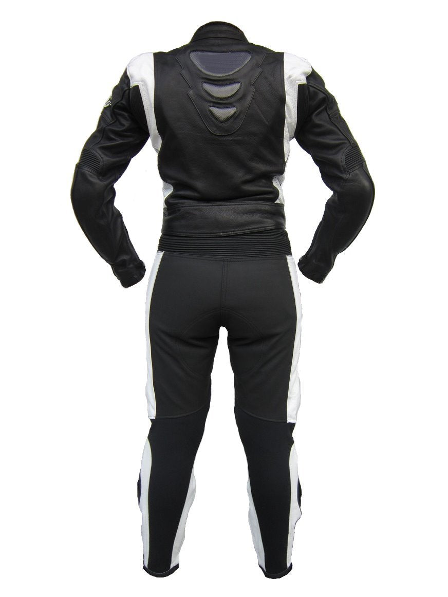 Damen Lederkombi zweiteilig schwarz weiß Zweiteiler Gr. 34