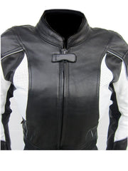 Women's leather suit two-piece black and white high-quality two-piece size 34 - 42